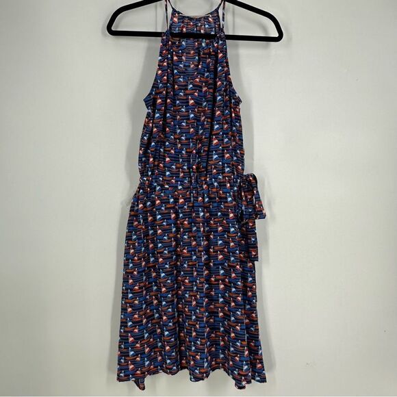 41 HAWTHORN Halter Neck Sailboats Novelty Print Waist Tie Dress Sz S - Picture 2 of 7